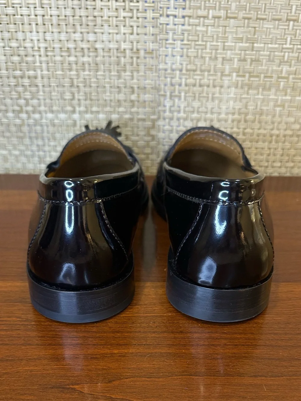 2024 Cole Haan Black Patent Leather Pinch Tassel Loafers 8.5D